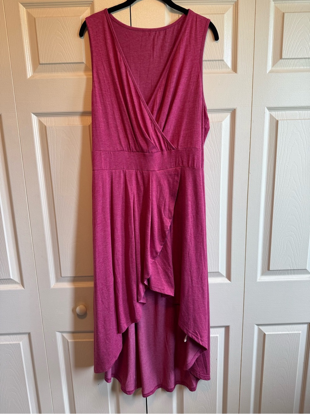 HALARA Magenta Sleeveless Wrap-Front High-Low Dress